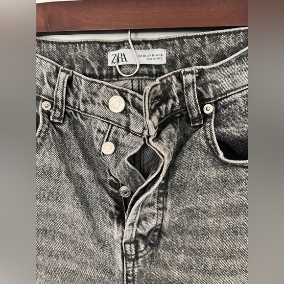 ZARA women’s 30 ankle length button fly high rise gray black skinny leg jean - Picture 4 of 7